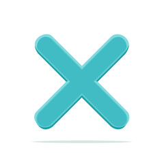 Fototapeta premium Teal Blue Colored Cross Sign Symbol Illustration Design Element Graphic