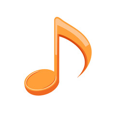 Bright orange musical eighth note symbol with a glossy finish and subtle shading