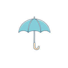 Simple light blue umbrella illustration a hand-drawn cartoon icon for rain protection and weather concepts