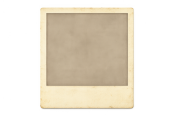 Vintage instant film frame with aged texture and blank space, transparent background for memory concepts