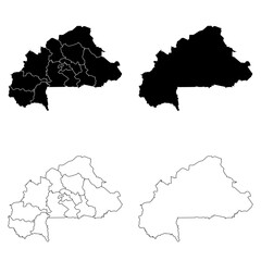 Burkina Faso Outline and Solid Fill Map Set.