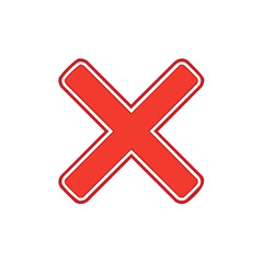 Obraz premium Red Cross Symbol Icon with White Border Rejection Error Sign Invalid Mark False Choice Cancellation Unsuccessful