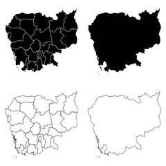 Cambodia Outline and Solid Fill Map Set.