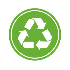 Obraz premium Recycling symbol icon on green circle for eco-friendly and sustainability concept