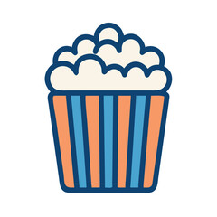 Vector illustration of popcorn bucket in flat style on black background