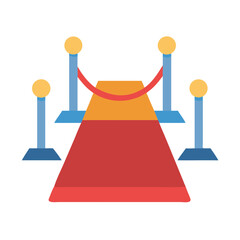 Red carpet entrance with stanchions against black backdrop, indicating exclusive event