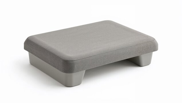 Modern gray step stool for children room furniture, sturdy plastic footstool for kids, minimalist nursery accessory, safe playroom decor