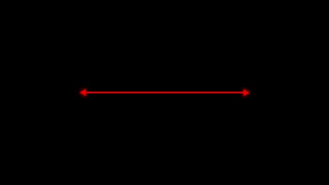 Measuring distance length line animation with arrows and dotted path, alpha channel visualizing expansion, increasing size and stretch dynamics