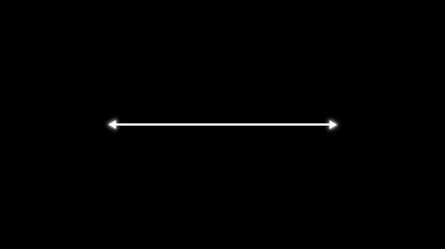 Measuring distance length line animation with arrows and dotted path, alpha channel visualizing expansion, increasing size and stretch dynamics