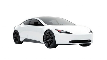 Sleek white electric sports car on a black studio background showcase on transparent background