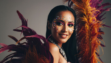 Let's dance to forget all our problems. Cropped photo of beautiful samba dancers performing at a carnival with their band.