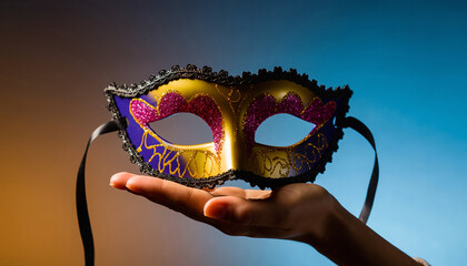 Vibrant background adorned with captivating carnival masks.