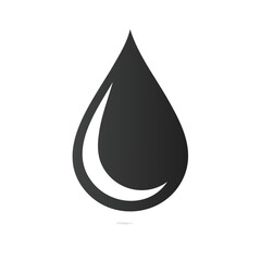 Fototapeta premium Simple black liquid drop icon with reflection vector graphic illustration