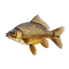 Isolated golden fish carp pet aquarium animal swimming wildlife aquatic nature closeup scales fins tail gold 100