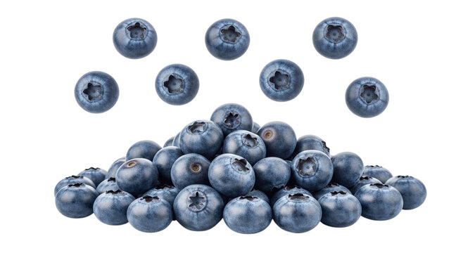 Pile of fresh ripe blueberries with scattered berries on striped background blueberry fruit - Powered by Adobe