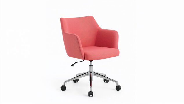 Modern pink swivel chair for children room furniture with adjustable height and armrests on wheels, ergonomic design for study or play spaces