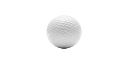 White golf ball with dimpled surface isolated on white background sport game