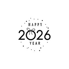 Happy 2026 year text with bow and dots vector