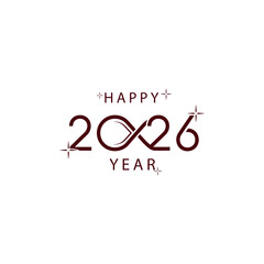 Happy 2026 Year text with infinity symbol and stars 1