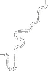 Element features a continuous movement dashed path marked by subtle flowing bends and connected irregular segments.