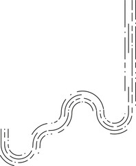 Element depicts a navigational curve line marked by directional dashed segments that glide along an irregular wavy contour.