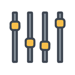 Equalizer sliders illustration against black backdrop for audio mixing and graphic design