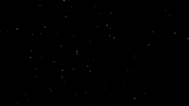 Animation with effects of small shining stars twinkling on black background. 4K horizontal.