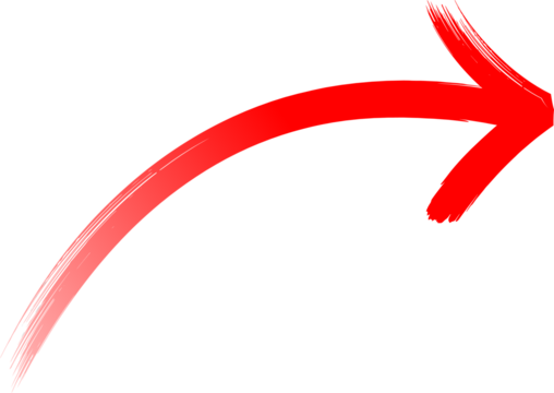 A vibrant red brushstroke forms a curved arrow on a black background