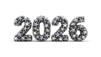 Sparkling silver star numbers form the year 2026 symbolizing a bright and festive future perfect for new year s celebrations and event announcements