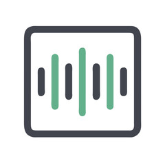 Minimalist audio equalizer icon with rounded square frame and green bars