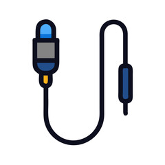 Medical IV Drip Icon with Tube, Flat Design Graphic Illustration