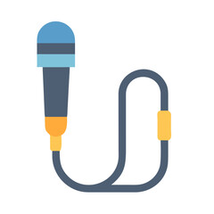 Simple microphone icon with cable, for audio recording and communication concepts