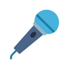 Simple blue microphone illustration on black backdrop, perfect for presentations or singing