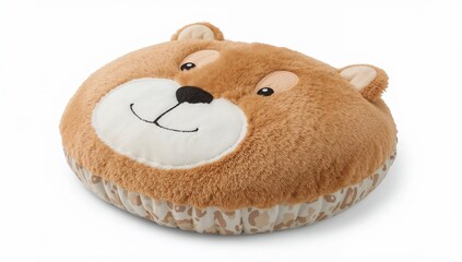 Soft bearshaped cushion for children room furniture, cute plush animal pillow, cozy nursery decor accent