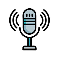 A retro vector microphone icon for audio recording or broadcasting projects