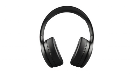 Sleek black wireless headphones for immersive audio experience on transparent background