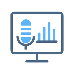 Computer Screen Showing a Microphone and Sound Bars on a Black Background