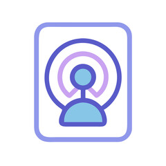 Abstract icon depicting communication, wireless signal, and network connectivity on black background