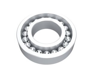 Engineering CAD Component: Precision Ball Bearing (Deep Groove) 3D Illustration, Essential Mechanical Part for Smooth Operation and Friction Reduction, Isolated on Clean, Transparent Background.