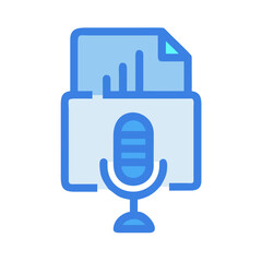 Podcast data file icon illustration with microphone and bar graph elements