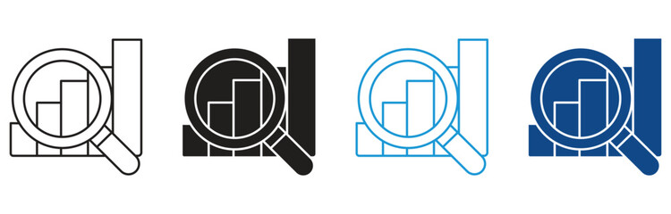 Research and Data Gathering Icon Set Multiple Style Collection. Vector illustration.