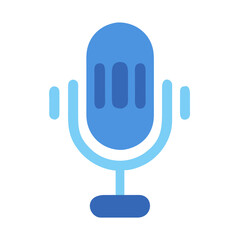 Stylized Blue Microphone Icon on Black Background, Sound Recording and Communication