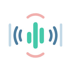 Minimalist audio wave icon with pastel colors against black background