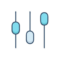Flat vector illustration showing adjustment sliders, equalizer, or audio settings on black background