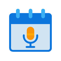 Podcast schedule notification in calendar app for meetings and recording events