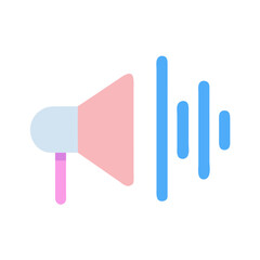 Simple flat vector illustration of a megaphone with sound waves on black