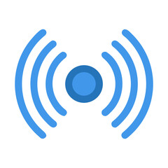 Blue Wireless Signal Icon Illustration on Black Background for Technology Concepts