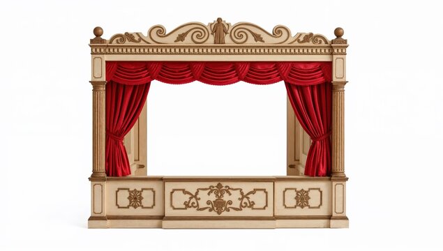 Children room furniture puppet theater wooden playhouse red curtains classic stage play kids dcor imaginative playroom interior design