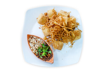 Top view of Fried tofu, focus selective