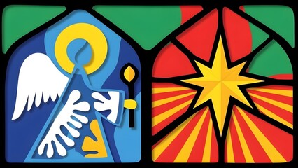 Stained glass window in church